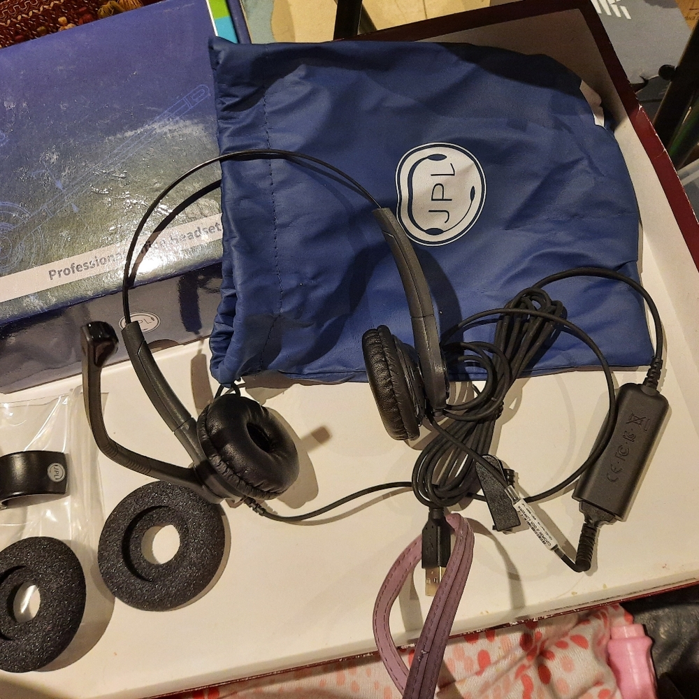 JPL Proffesional Office HEADSET Set USB Complete Set Earphones Microphone Bag
